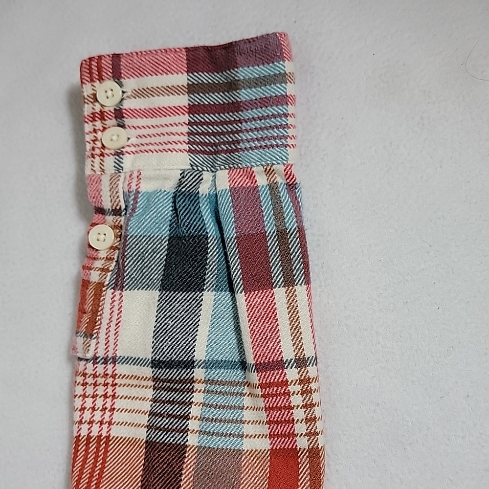 Patagonia Women's White Red Blue Plaid Flannel Button Up Top, 8 - Picture 3 of 9